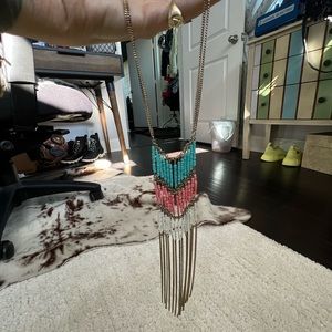 Gold plated brass beaded fringe necklace.  Super cute piece.